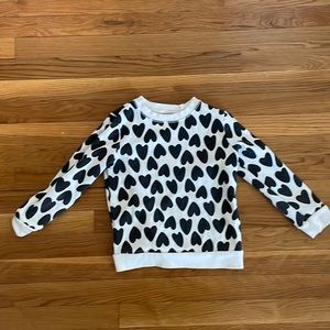 Cat and Jack heart sweater, off white and black. Size 6-6X. Good condition